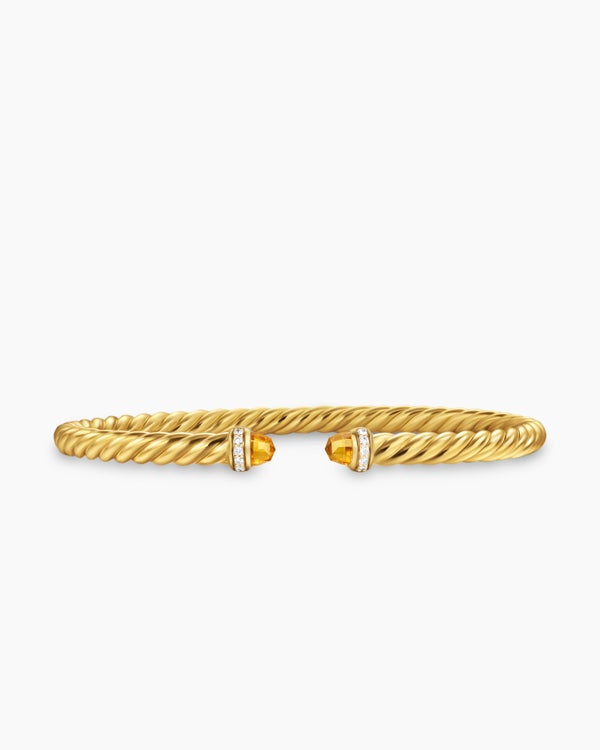Cablespira Flex Bracelet in 18K Yellow Gold with Diamonds, 4mm