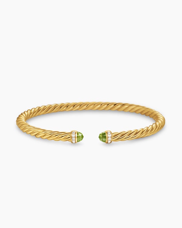 Cablespira Flex Bracelet in 18K Yellow Gold with Diamonds, 4mm
