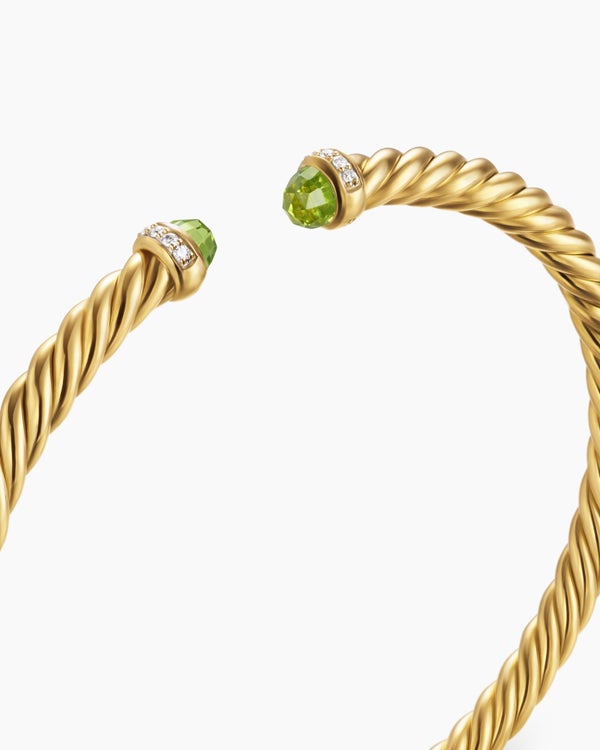 Cablespira Flex Bracelet in 18K Yellow Gold with Diamonds, 4mm
