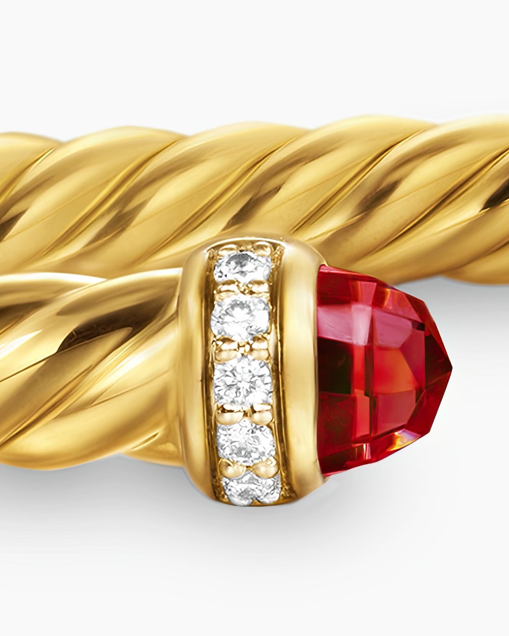Womens Cablespira® Flex Bracelet in 18K Yellow Gold with Rhodolite Garnet and Diamonds, 4mm
