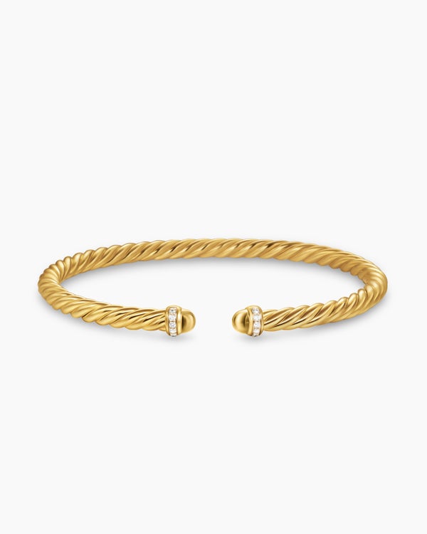 Cablespira® Flex Bracelet in 18K Yellow Gold with Gold Domes and Diamonds, 4mm