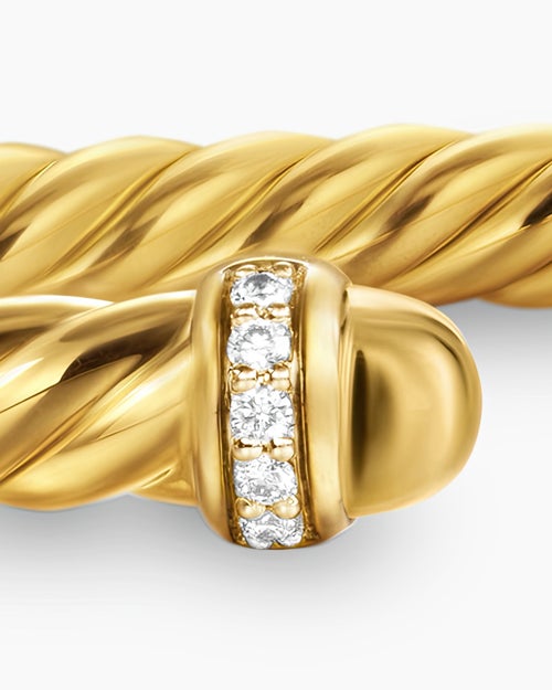 Womens Cablespira® Flex Bracelet in 18K Yellow Gold with Gold Domes and Diamonds, 4mm