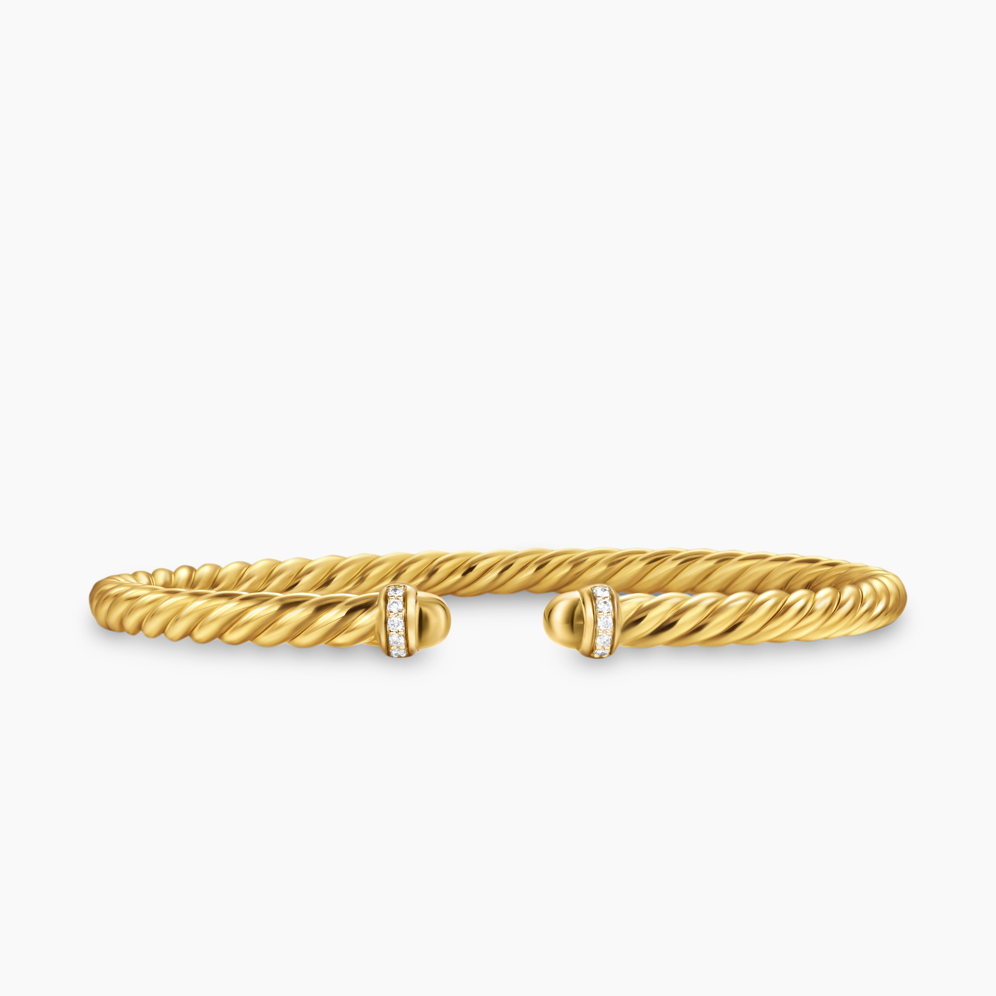 Womens Cablespira Flex Bracelet in 18K Yellow Gold with Diamonds, 4mm