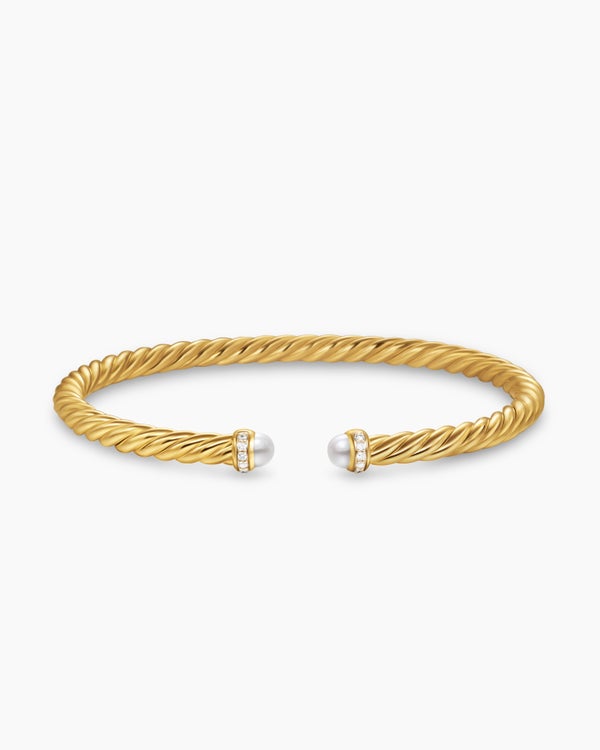 Cablespira Flex Bracelet in 18K Yellow Gold with Diamonds, 4mm
