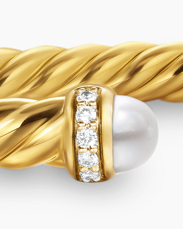 Cablespira Flex Bracelet in 18K Yellow Gold with Diamonds, 4mm