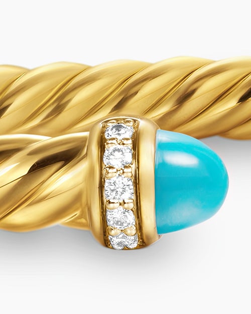 Womens Cablespira Flex Bracelet in 18K Yellow Gold with Diamonds, 4mm