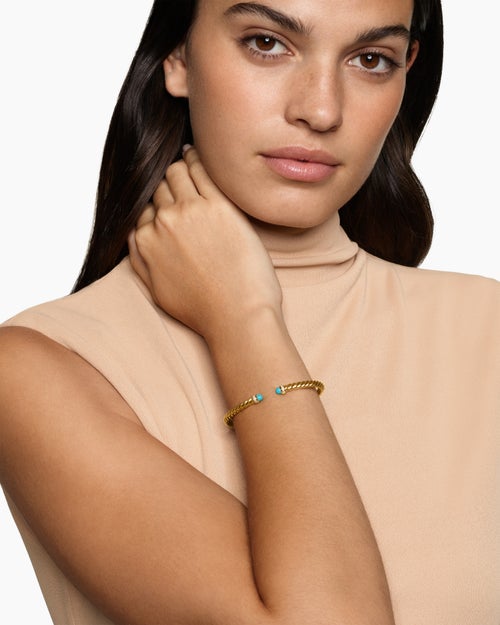 Womens Cablespira Flex Bracelet in 18K Yellow Gold with Diamonds, 4mm