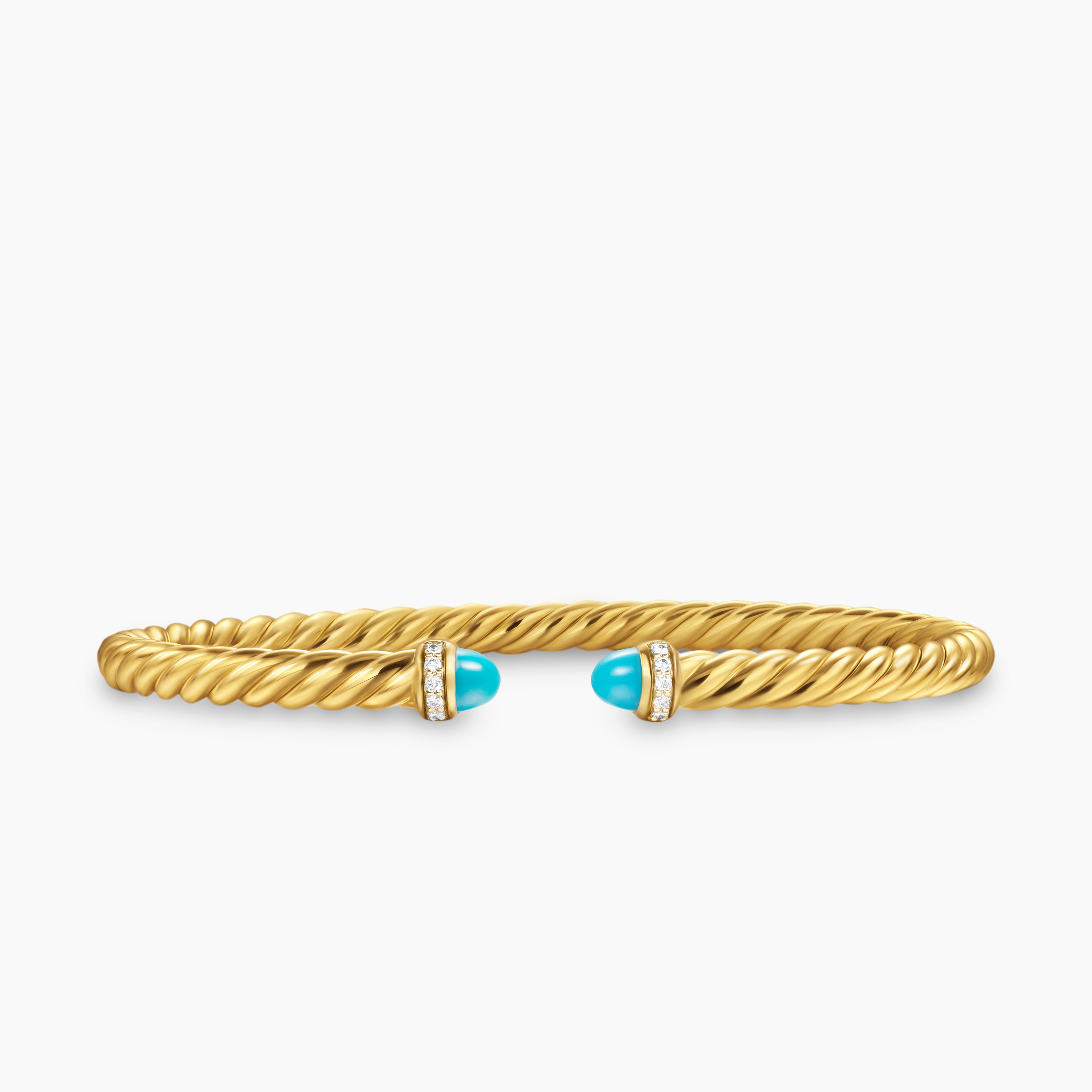 Womens Cablespira Flex Bracelet in 18K Yellow Gold with Diamonds, 4mm