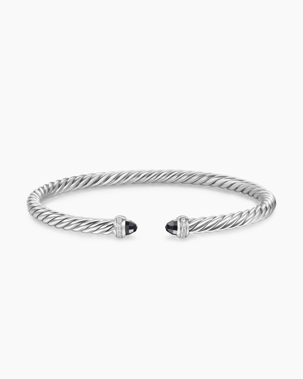 Womens Cable Flex Bracelet in Sterling Silver with Diamonds, 4mm