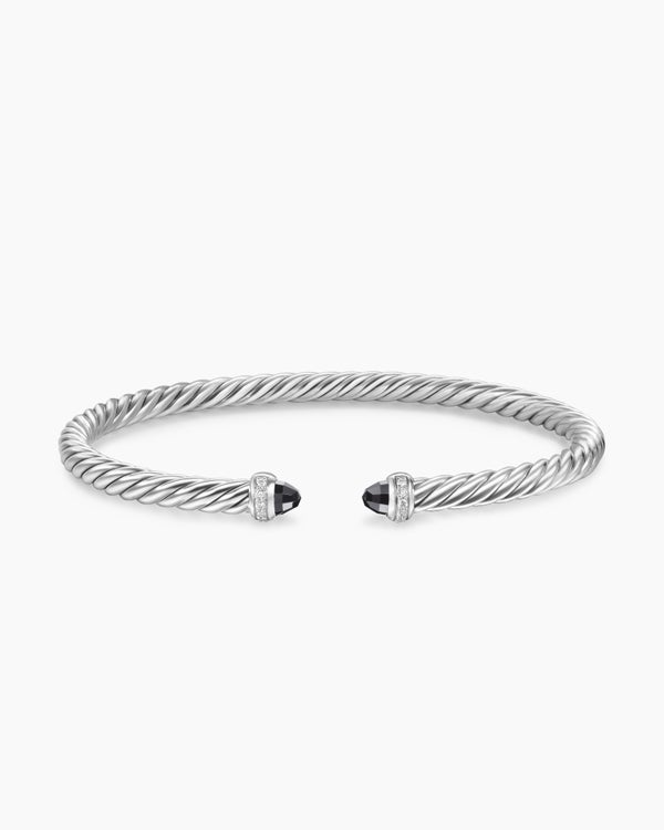 Cablespira® Flex Bracelet in Sterling Silver with Amethyst and Diamonds, 4mm