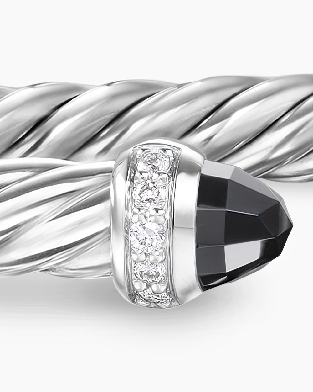 Womens Cable Flex Bracelet in Sterling Silver with Diamonds, 4mm