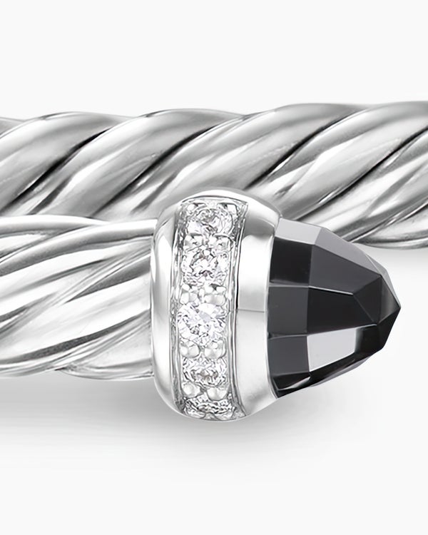 Cable Flex Bracelet in Sterling Silver with Diamonds, 4mm