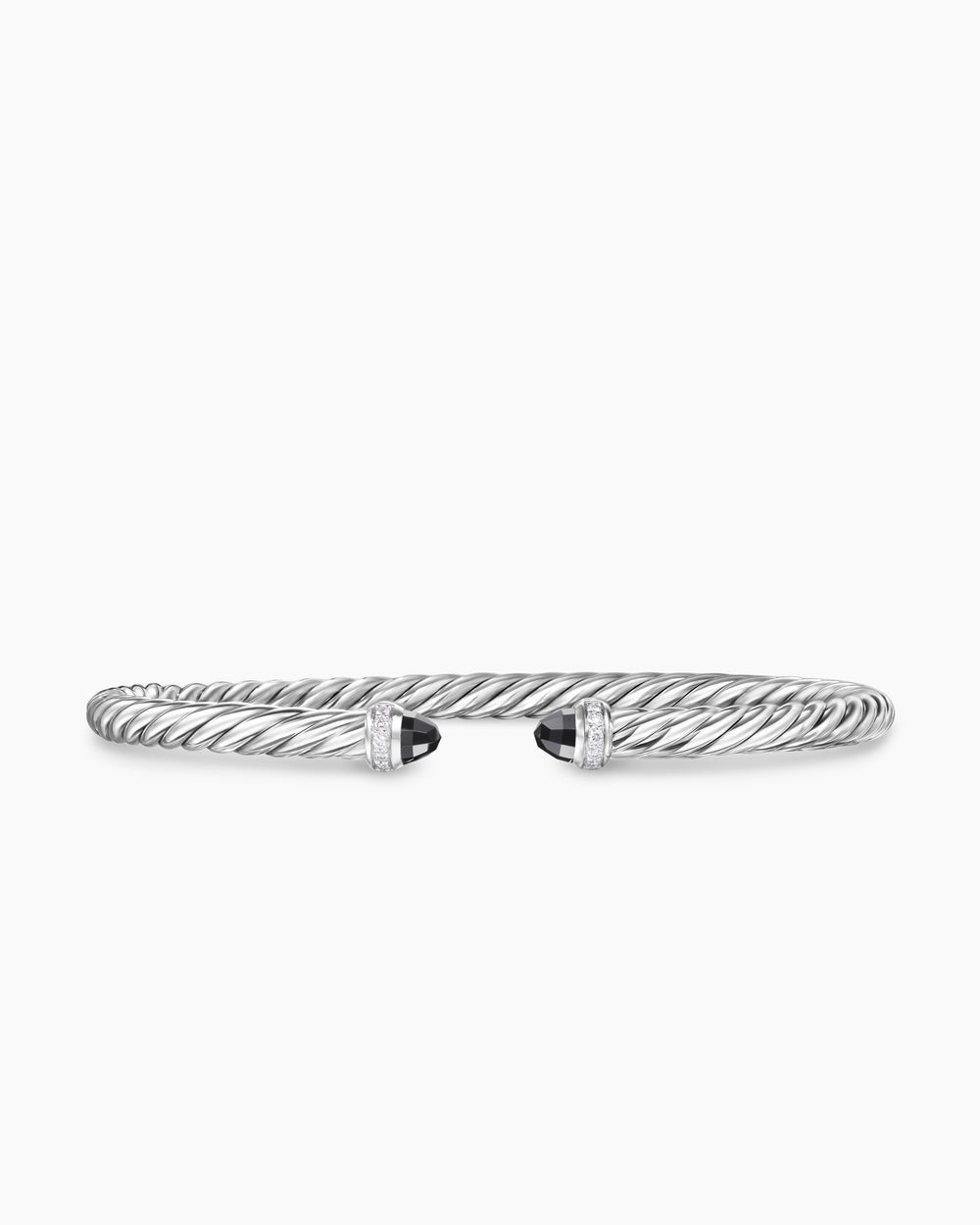 Womens Cable Flex Bracelet in Sterling Silver with Diamonds, 4mm