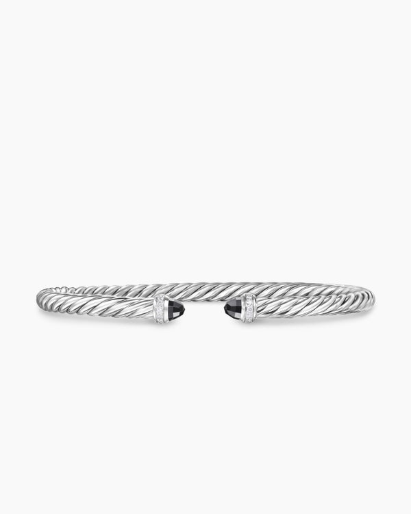 Cablespira® Flex Bracelet in Sterling Silver with Amethyst and Diamonds, 4mm