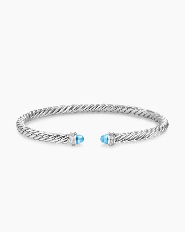 Cable Flex Bracelet in Sterling Silver with Diamonds, 4mm
