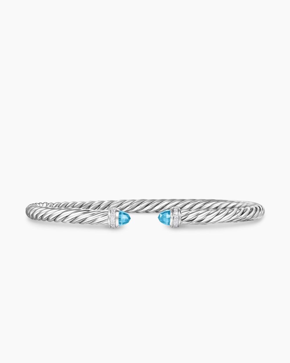 Womens Cable Flex Bracelet in Sterling Silver with Diamonds, 4mm