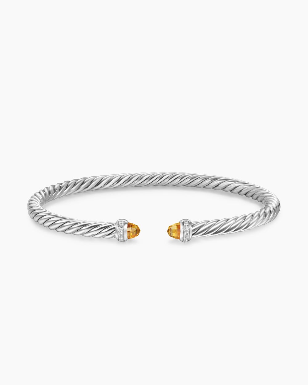 Womens Cable Flex Bracelet in Sterling Silver with Diamonds, 4mm