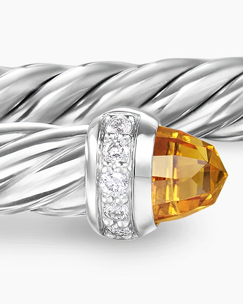 Womens Cable Flex Bracelet in Sterling Silver with Diamonds, 4mm