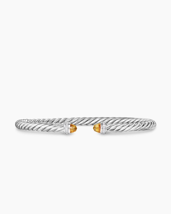 Bracelet Cable Flex en argent massif avec diamants, 4 mm