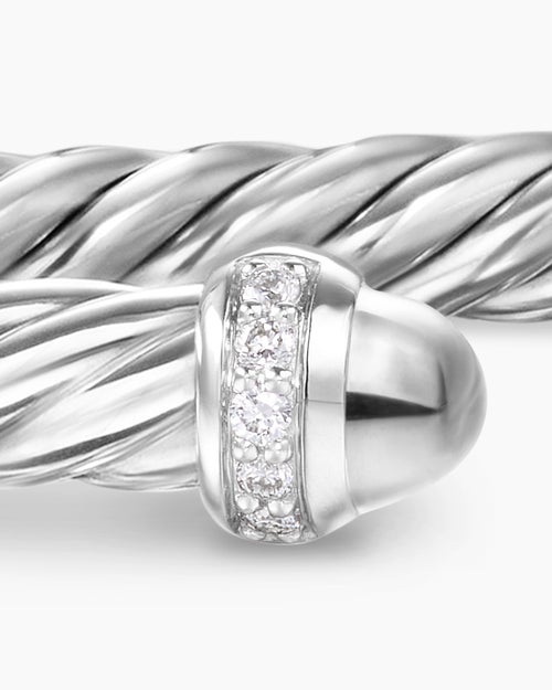 Womens Cable Flex® Bracelet in Sterling Silver with Diamonds, 4mm