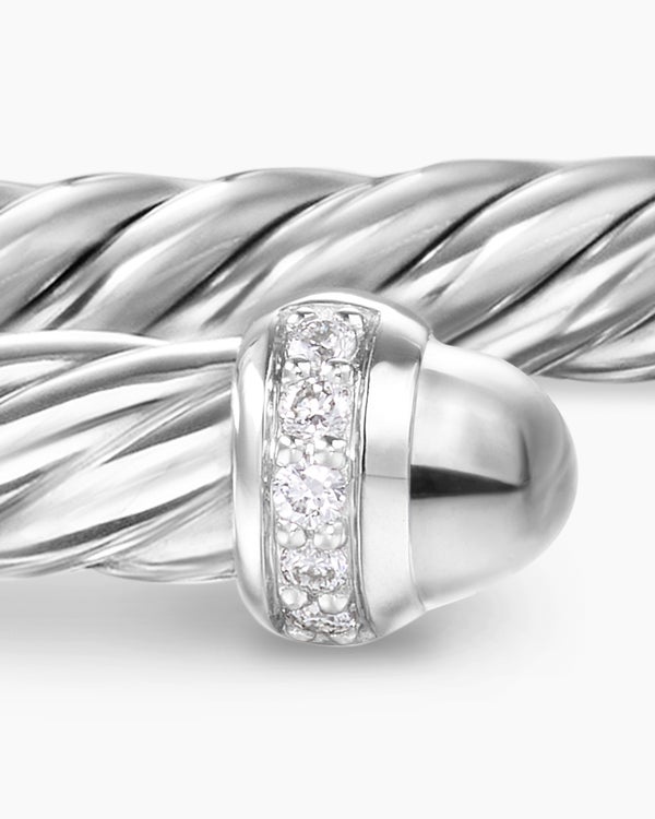 Cable Flex Bracelet in Sterling Silver with Diamonds, 4mm