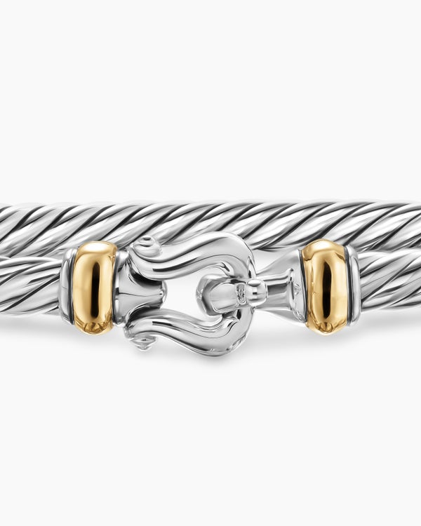 Bracelet boucle Cable Flex en argent massif avec or jaune 14 carats, 4 mm