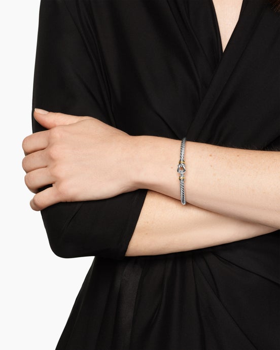 Cable Flex® Buckle Bracelet in Sterling Silver with 14K Yellow Gold, 4mm