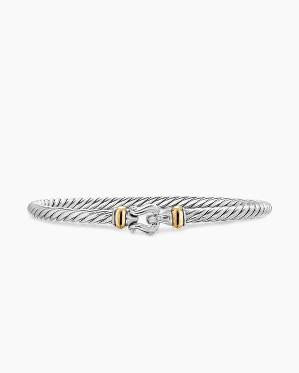Cable Flex Buckle Bracelet in Sterling Silver with 14K Yellow Gold, 4mm