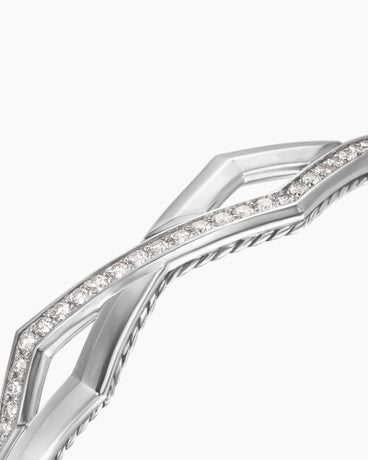 Stax Zig Zag Two Row Cuff Bracelet in Sterling Silver with Diamonds, 13mm