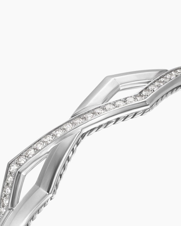 Zig Zag Stax™ Two Row Cuff Bracelet in Sterling Silver with Diamonds, 13mm