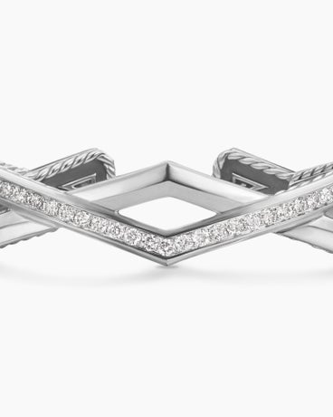 Zig Zag Stax™ Two Row Cuff Bracelet in Sterling Silver with Diamonds, 13mm