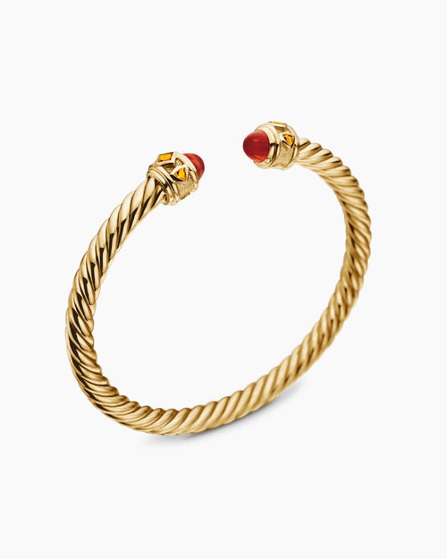 Womens Renaissance® Cablespira® Bracelet in 18K Yellow Gold with Carnelian and Citrine, 5mm