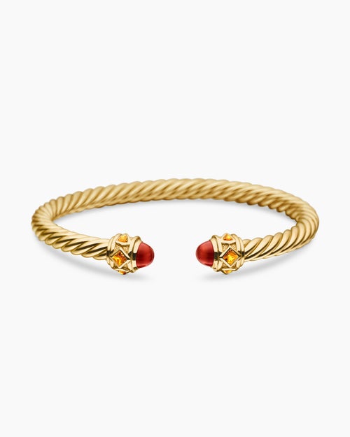 Womens Renaissance® Cablespira® Bracelet in 18K Yellow Gold with Carnelian and Citrine, 5mm