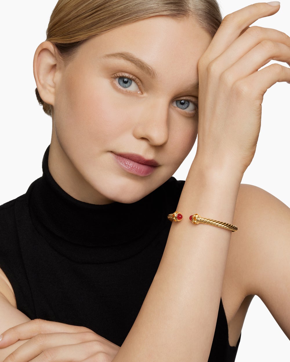 Womens Renaissance® Cablespira® Bracelet in 18K Yellow Gold with Carnelian and Citrine, 5mm