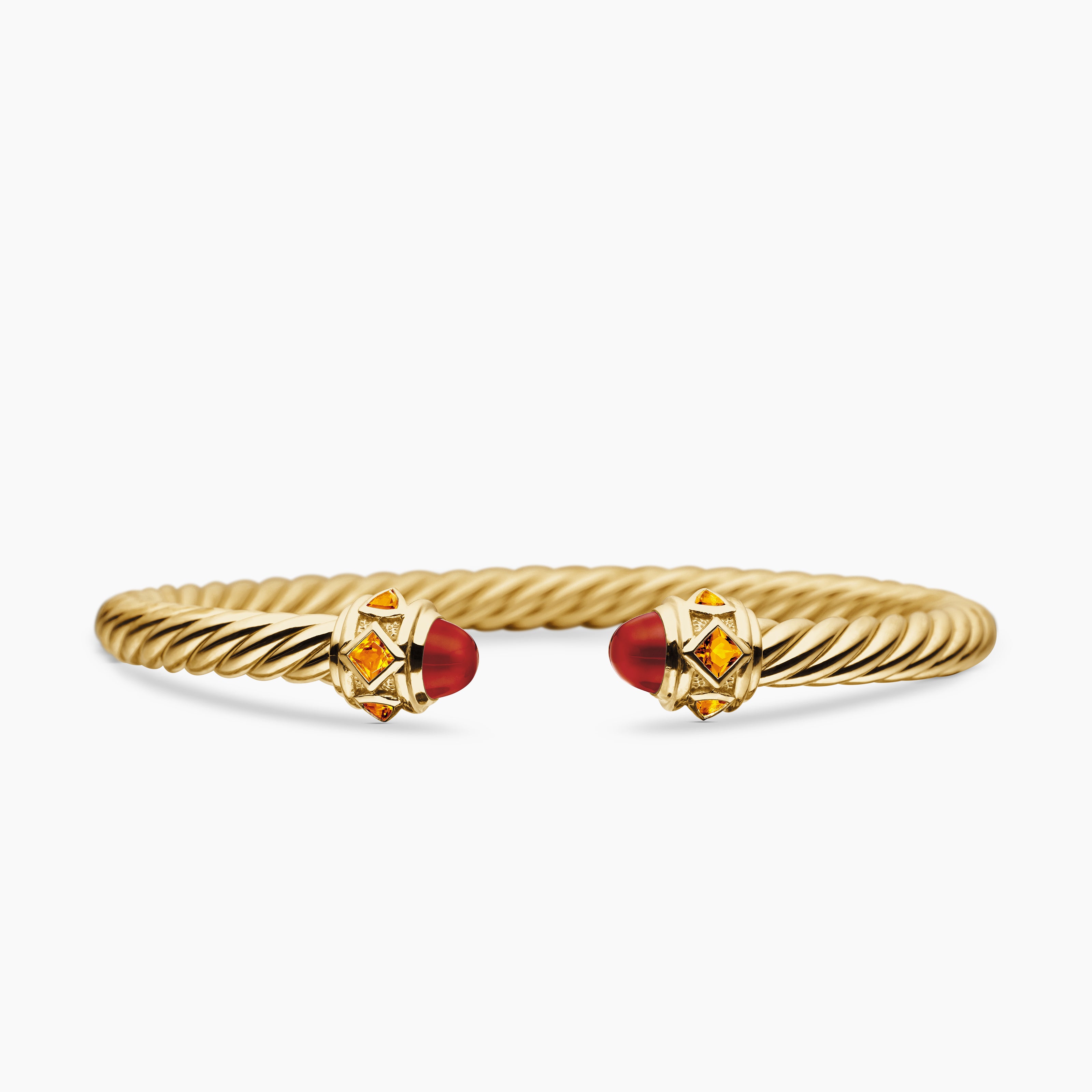 Womens Renaissance&reg; Cablespira&reg; Bracelet in 18K Yellow Gold with Carnelian and Citrine, 5mm