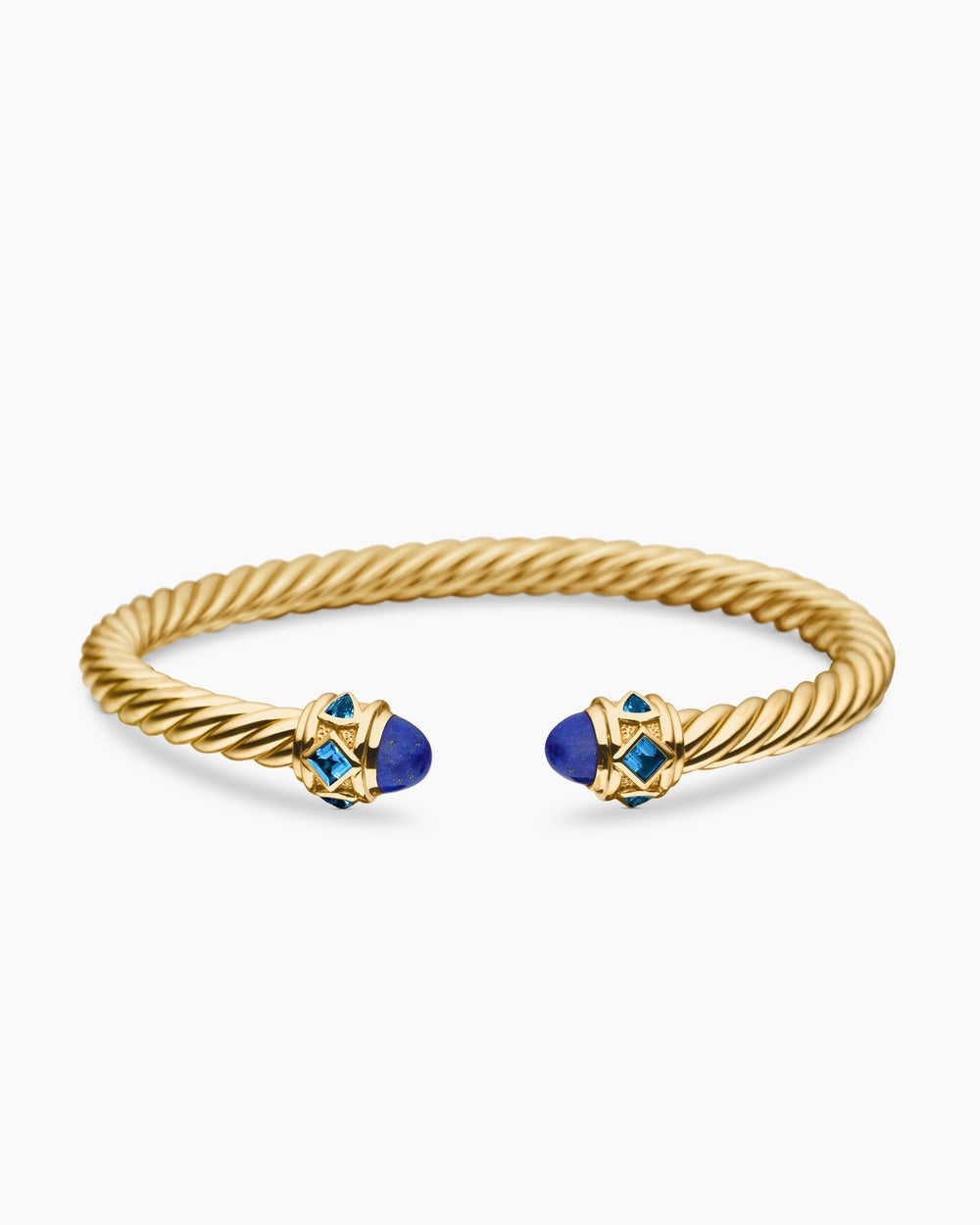 Womens Renaissance® Cablespira® Bracelet in 18K Yellow Gold with Lapis and Hampton Blue Topaz, 5mm