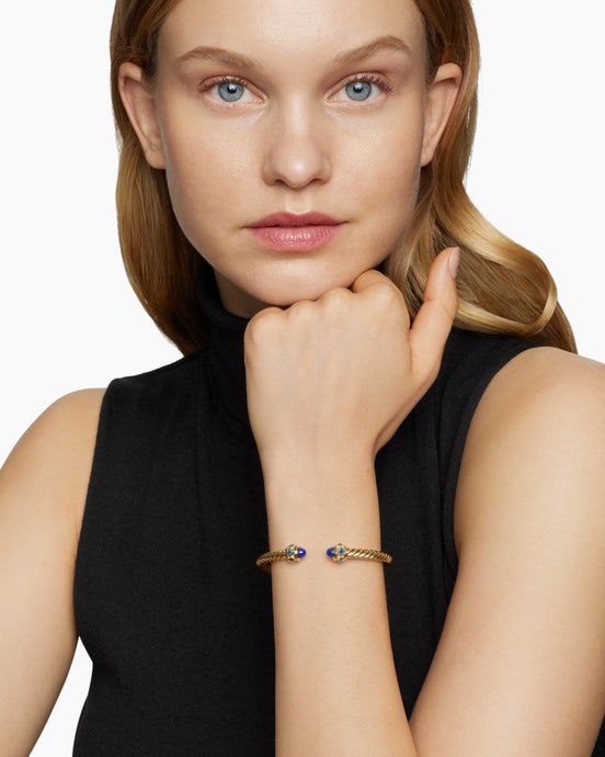 Renaissance® Cablespira® Bracelet in 18K Yellow Gold with Lapis and Hampton Blue Topaz, 5mm