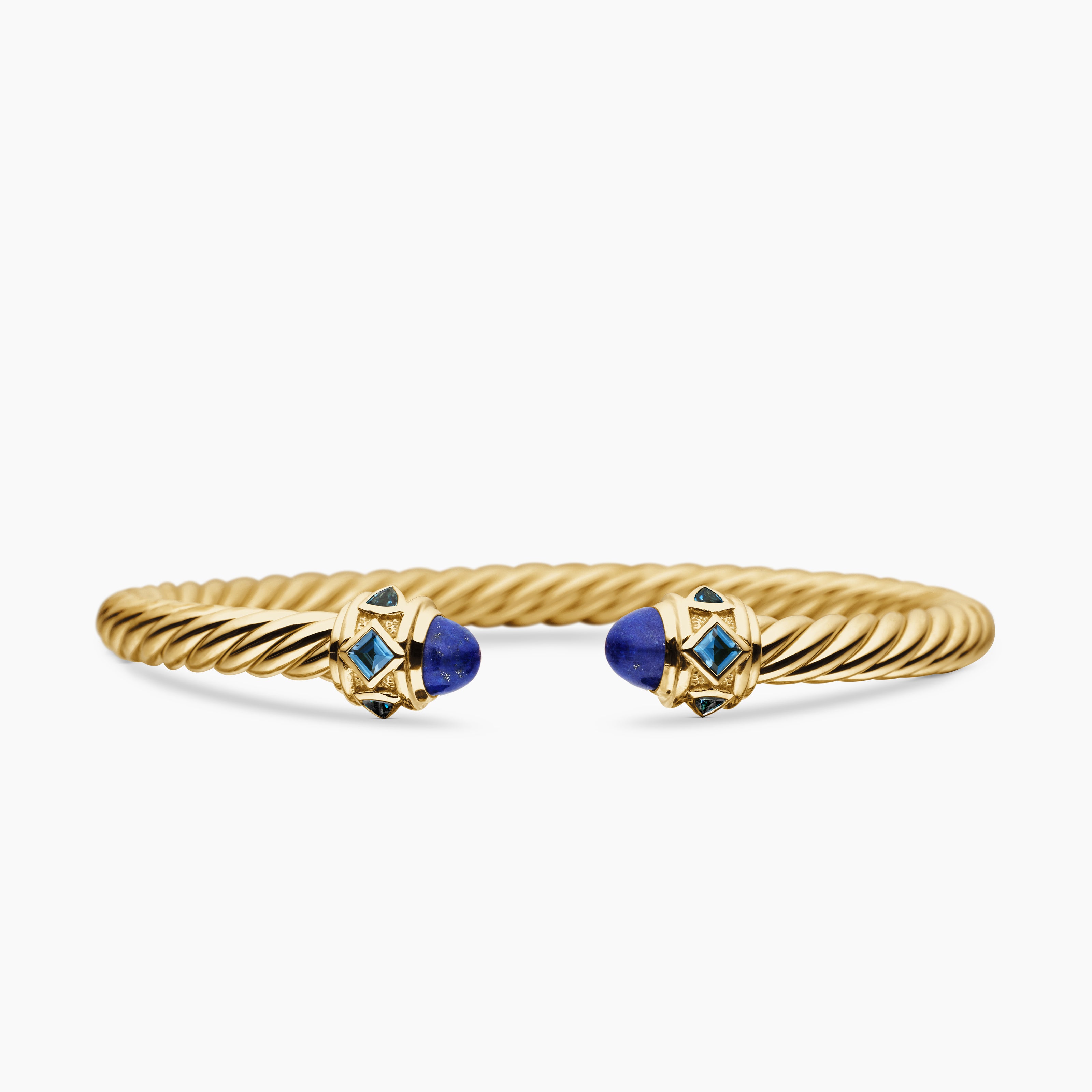 Womens Renaissance&reg; Cablespira&reg; Bracelet in 18K Yellow Gold with Lapis and Hampton Blue Topaz, 5mm