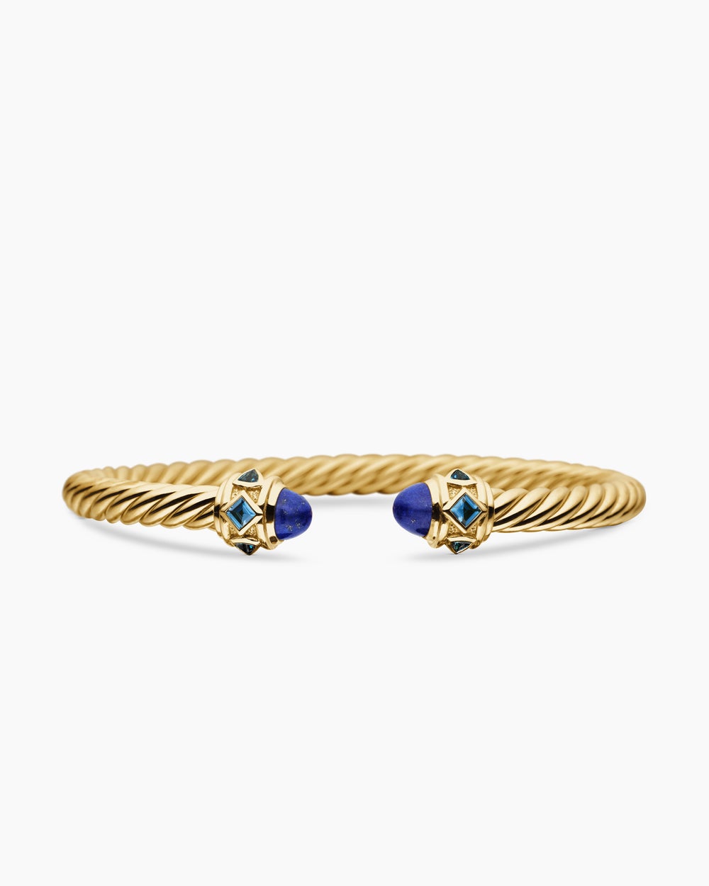 Womens Renaissance® Cablespira® Bracelet in 18K Yellow Gold with Lapis and Hampton Blue Topaz, 5mm