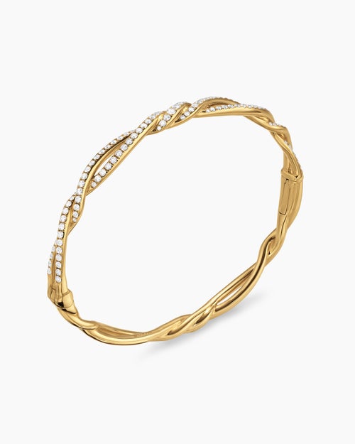 Womens Wisteria® Bangle Bracelet in 18K Yellow Gold with Diamonds, 5.4mm