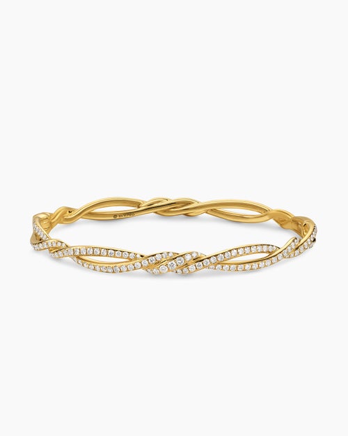 Womens Wisteria Bangle Bracelet in 18K Yellow Gold with Diamonds, 5.4mm