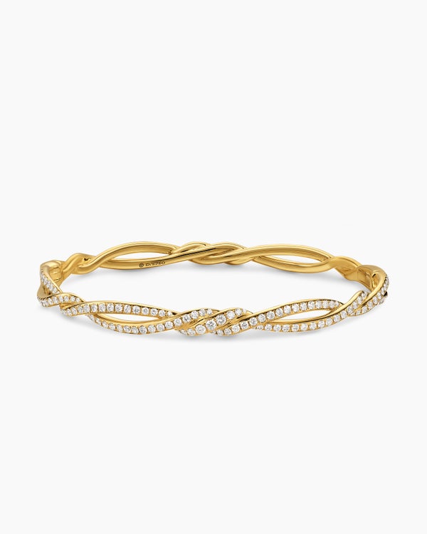 Wisteria Bangle Bracelet in 18K Yellow Gold with Diamonds, 5.4mm