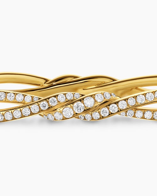 Womens Wisteria Bangle Bracelet in 18K Yellow Gold with Diamonds, 5.4mm
