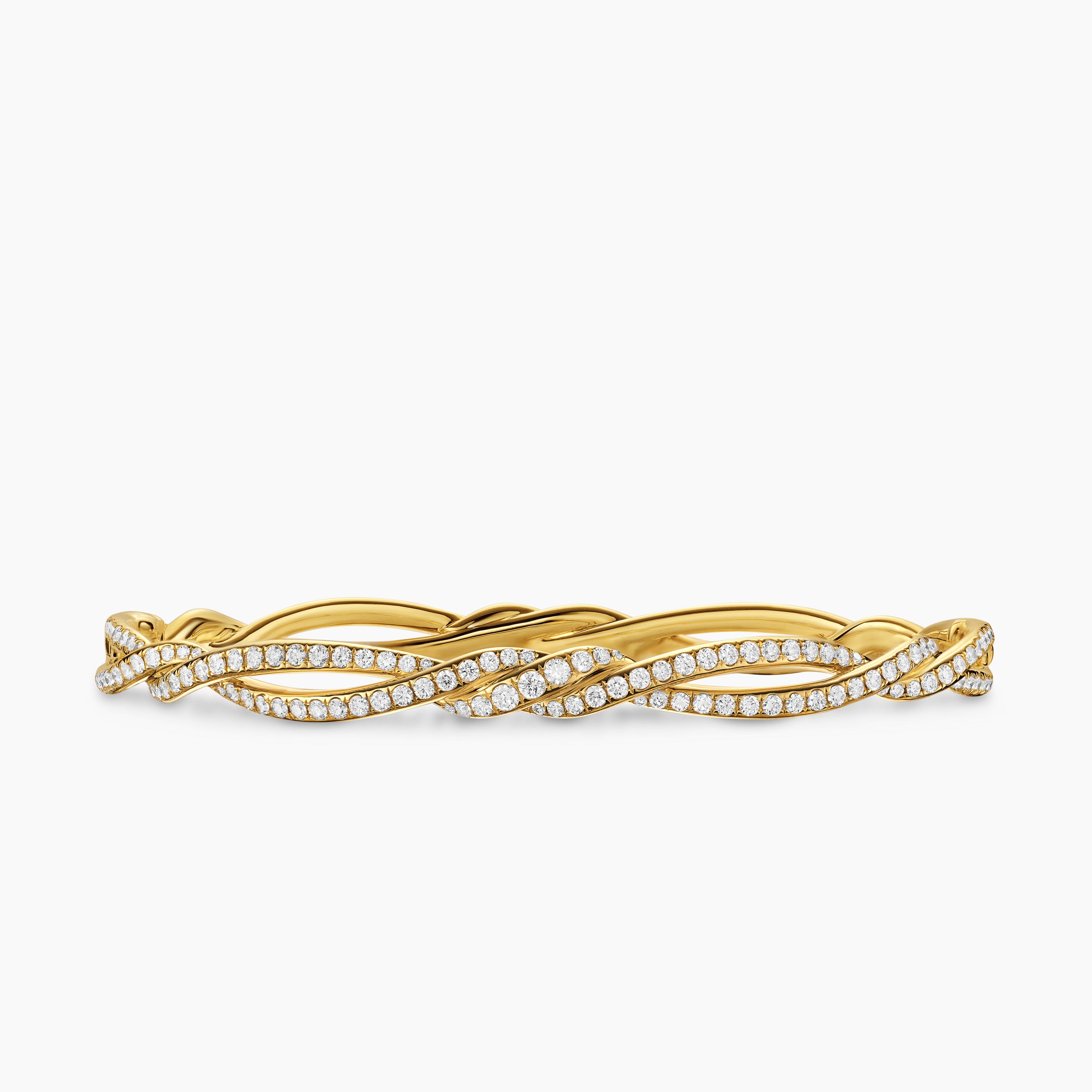 Womens Wisteria Bangle Bracelet in 18K Yellow Gold with Diamonds, 5.4mm