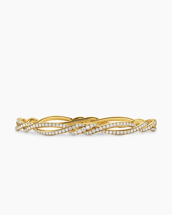 Wisteria Bangle Bracelet in 18K Yellow Gold with Diamonds, 5.4mm