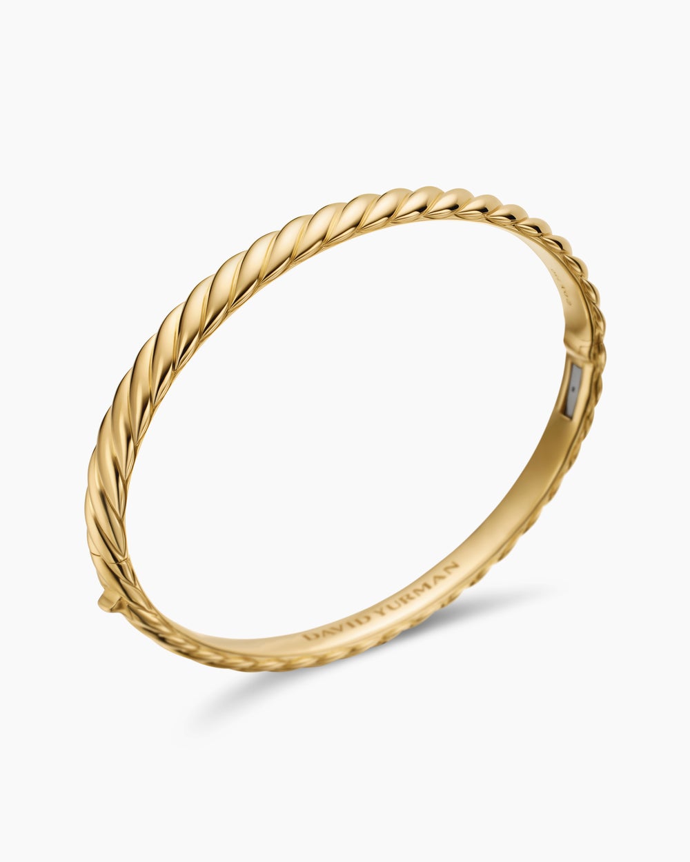 Womens Sculpted Cable Bangle Bracelet in 18ct Yellow Gold, 6.2mm