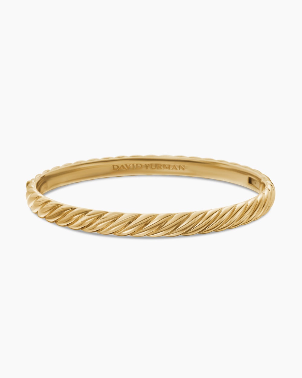 Womens Sculpted Cable Bangle Bracelet in 18ct Yellow Gold, 6.2mm