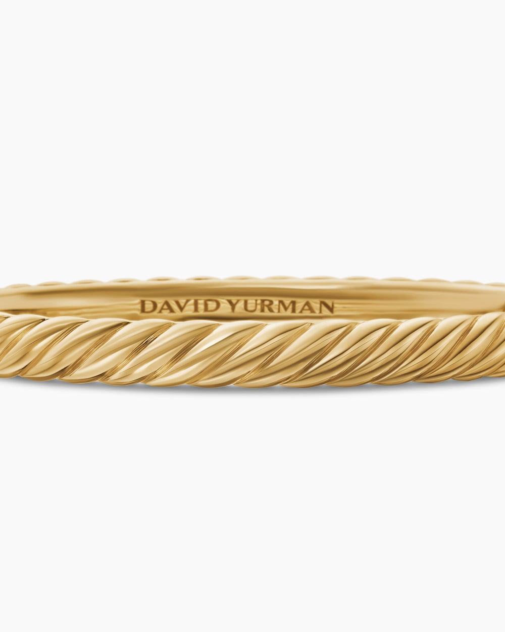 Womens Sculpted Cable Bangle Bracelet in 18ct Yellow Gold, 6.2mm