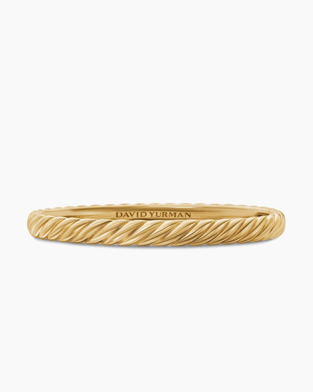 Womens Sculpted Cable Bangle Bracelet in 18ct Yellow Gold, 6.2mm