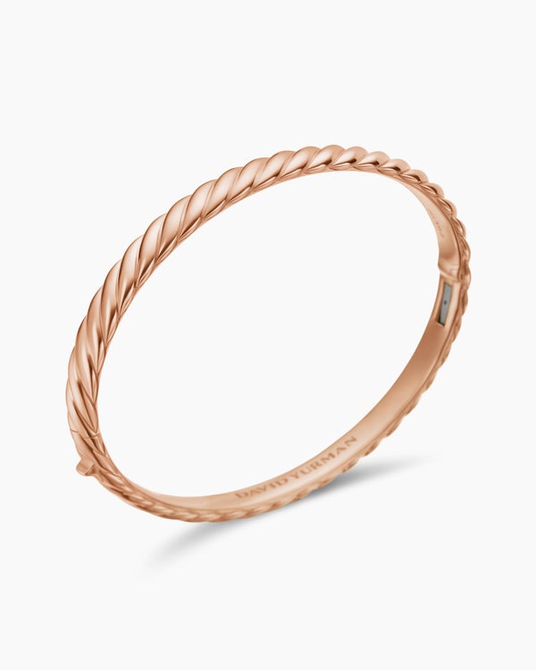 Sculpted Cable Bangle Bracelet in 18K Rose Gold, 6.2mm